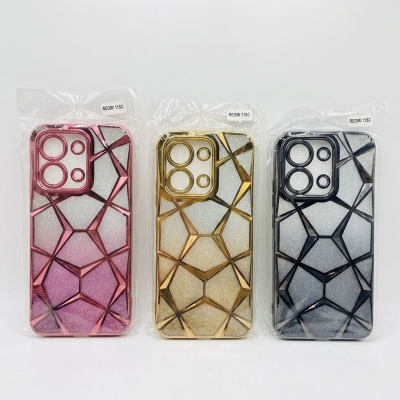 Picture of Luxury Girl's Phone Case for Xiaomi Redmi 15C Glitter Bling 3D Cube Diamond Marble Soft TPU Shockproof Ladies Cover 