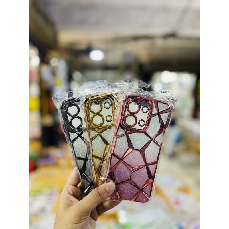 Picture of Luxury Girl's Phone Case for Xiaomi Redmi 15C Glitter Bling 3D Cube Diamond Marble Soft TPU Shockproof Ladies Cover 
