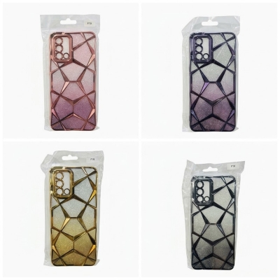 Picture of Luxury Girl's Phone Case for Oppo F19 Glitter Bling 3D Cube Diamond Marble Soft TPU Shockproof Ladies Cover 