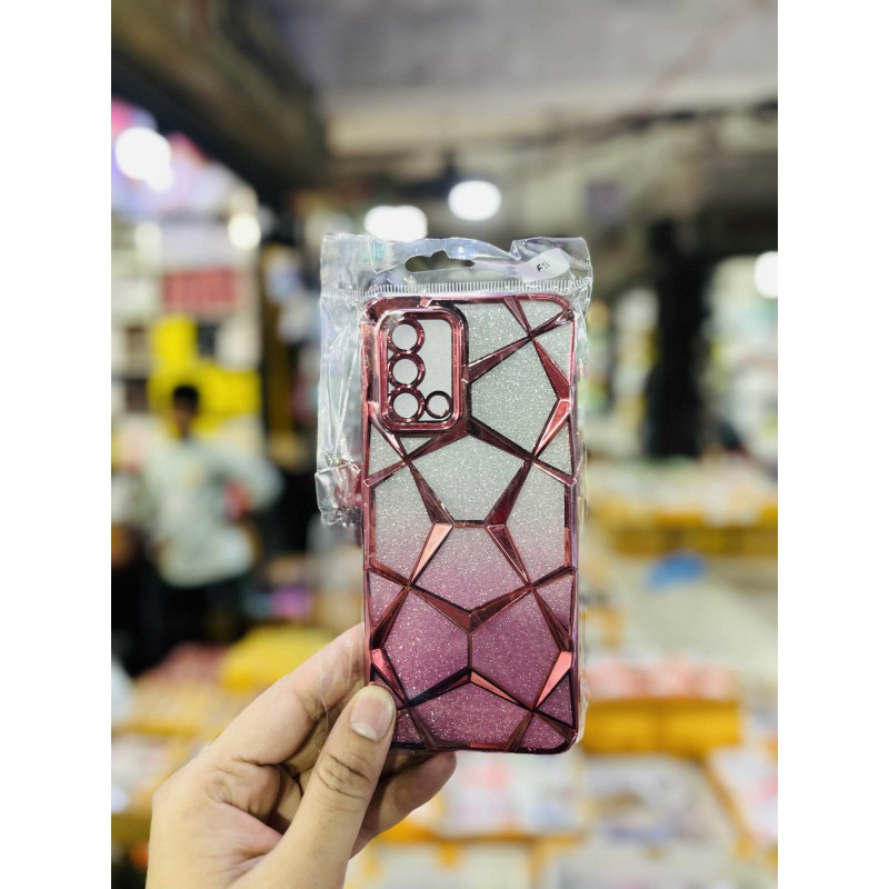 Picture of Luxury Girl's Phone Case for Oppo F19 Glitter Bling 3D Cube Diamond Marble Soft TPU Shockproof Ladies Cover 