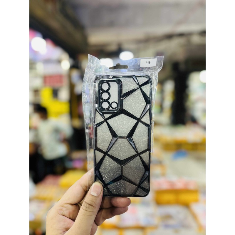 Picture of Luxury Girl's Phone Case for Oppo F19 Glitter Bling 3D Cube Diamond Marble Soft TPU Shockproof Ladies Cover 