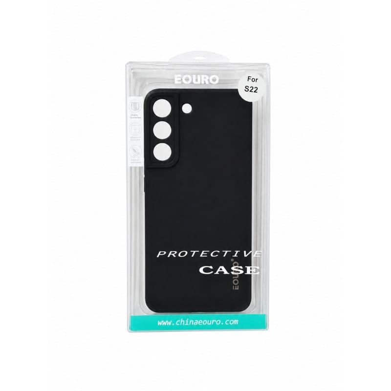 Picture of For Samsung Galaxy S22 Eouro Premium Soft Silicone Case | Slim Shockproof Protective Back Cover | Anti-Scratch Matte Finish - Black 