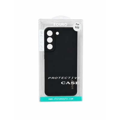 Picture of For Samsung Galaxy S22 Eouro Premium Soft Silicone Case | Slim Shockproof Protective Back Cover | Anti-Scratch Matte Finish - Black 