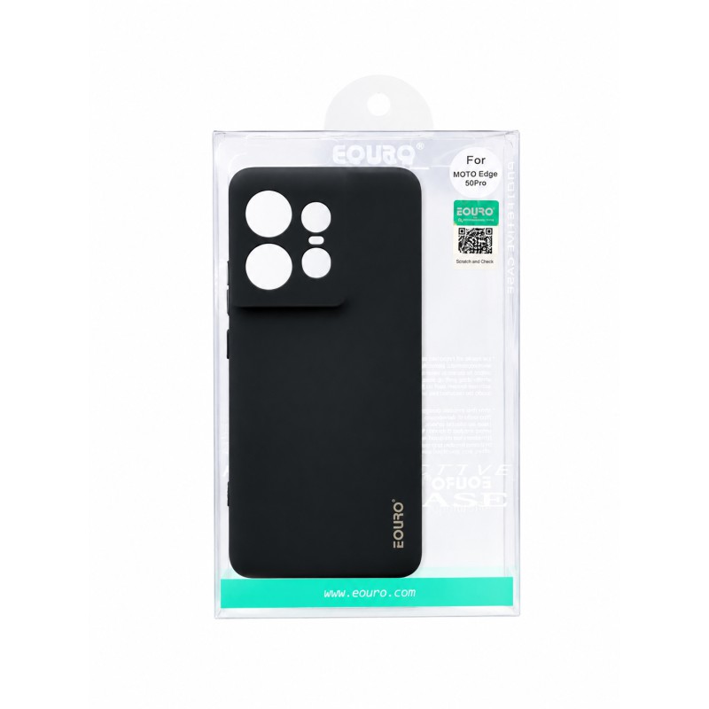 Picture of For Motorola Edge 50 Pro Eouro Premium Soft Silicone Case | Slim Shockproof Protective Back Cover | Anti-Scratch Matte Finish - Black 