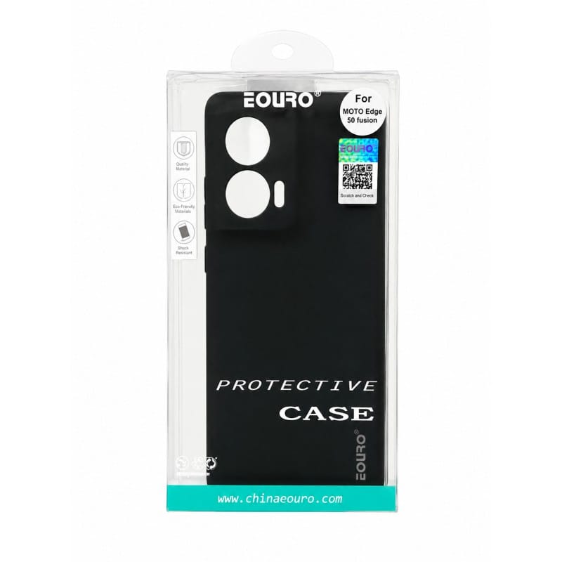 Picture of For Motorola Edge 50 Fusion Eouro Premium Soft Silicone Case | Slim Shockproof Protective Back Cover | Anti-Scratch Matte Finish - Black 
