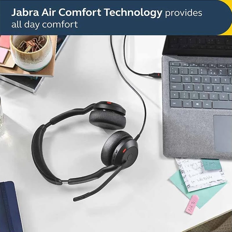 Picture of Jabra Evolve2 50 MS Stereo Wired USB-A Bluetooth Black Headphone