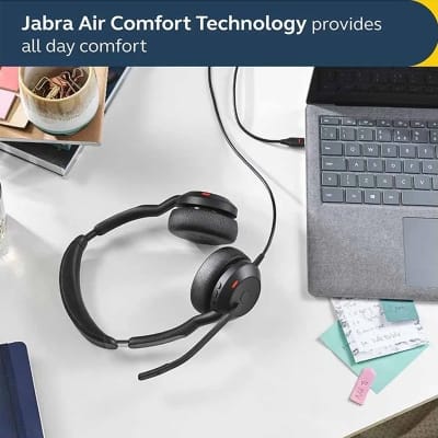 Picture of Jabra Evolve2 50 MS Stereo Wired USB-A Bluetooth Black Headphone