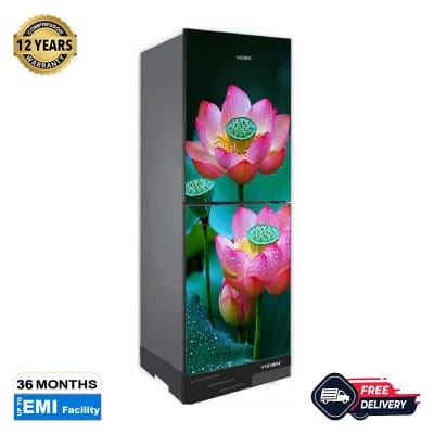 Picture of VISION RE-180 Liter Glass Door Refrigerator Top Mount Dew Lotus Flower