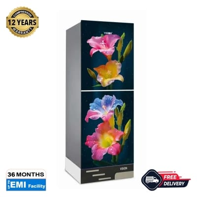Picture of VISION Glass Door Refrigerator RE-222 Liter Colorful Lily Top Mount