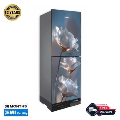 Picture of VISION RE-222 Liter Glass Door Inverter Refrigerator Snow Lotus Top Mount