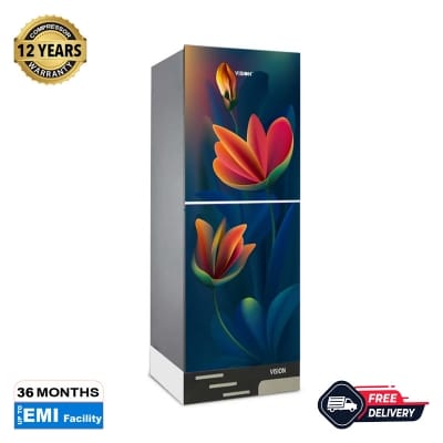Picture of VISION Glass Door Refrigerator RE-252 Liter Anemone Red Bottom Mount