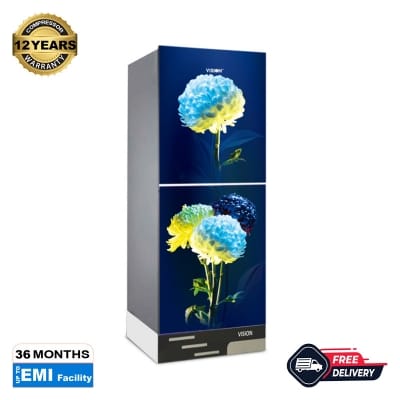 Picture of VISION RE-280 Liter Glass Door Refrigerator White Peony -Top Mount