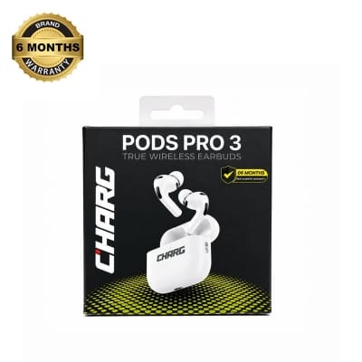 Picture of Charg Pods Pro 3 Premium Airbuds (High Quality Sound & Deep Bass, 6 Months Replacement Warranty)-White