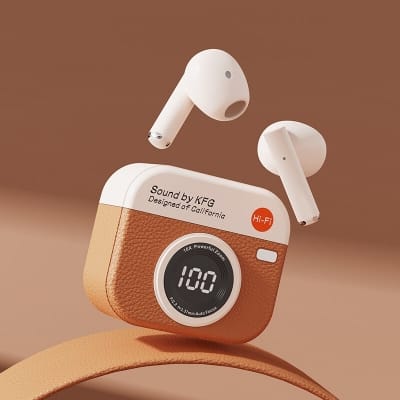 Picture of Q86 TWS Wireless Earphones Bluetooth 5.3 Stereo Sports Headphones, Retro Camera Style Earbuds Compatible for iPhone Android-Multicolor