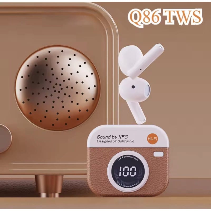 Picture of Q86 TWS Wireless Earphones Bluetooth 5.3 Stereo Sports Headphones, Retro Camera Style Earbuds Compatible for iPhone Android-Multicolor