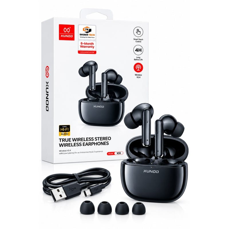 Picture of XUNDD X55 True Wireless Stereo Premium Earbuds with HiFi Sound & Deep Bass-Original Authentic Product (6 Month Brand Warranty)-Black