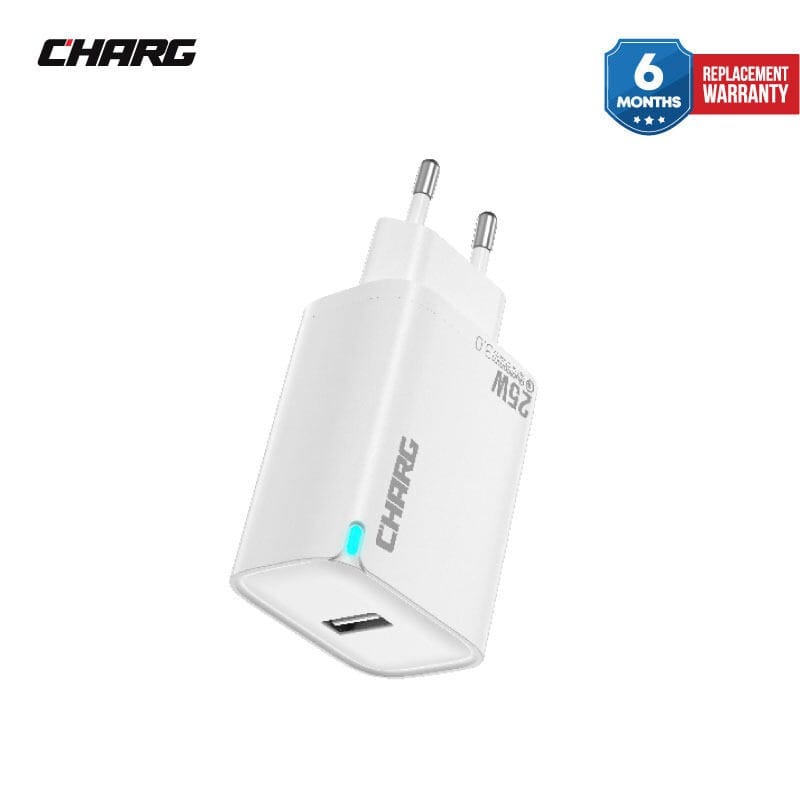 Picture of CHARG C-08 25W type-C Fast Charger | Super Fast Charging Adapter | VOOC Flash Charge | SuperDART | Qualcomm Quick Charge 3.0 | 6 Months Replacement Warranty-White