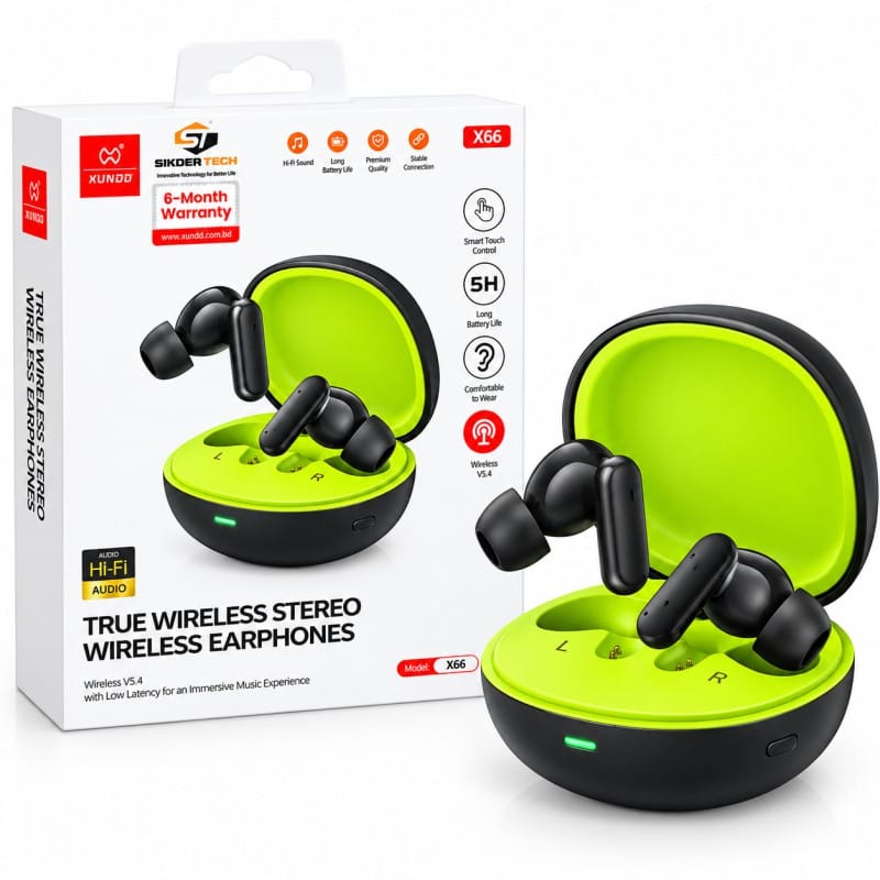 Picture of XUNDD X66 Premium True Wireless Stereo Earphones (6 Month Brand Warranty)-Black