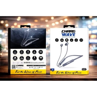 Picture of CHARG WAVE Bluetooth Neckband | Wireless Neckband Earphone | IPX4 Water Resistant | 10mm Driver | AI Voice | 2000H Standby-Grey
