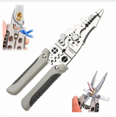 Picture of Multifunctional Wire Stripper Crimper Cable Cutter Pliers, Stainless Steel Wire Stripper, Multi-Purpose Professional Wire Stripping Tool-Multicolor