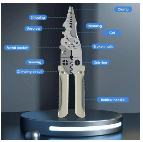 Picture of Multifunctional Wire Stripper Crimper Cable Cutter Pliers, Stainless Steel Wire Stripper, Multi-Purpose Professional Wire Stripping Tool-Multicolor