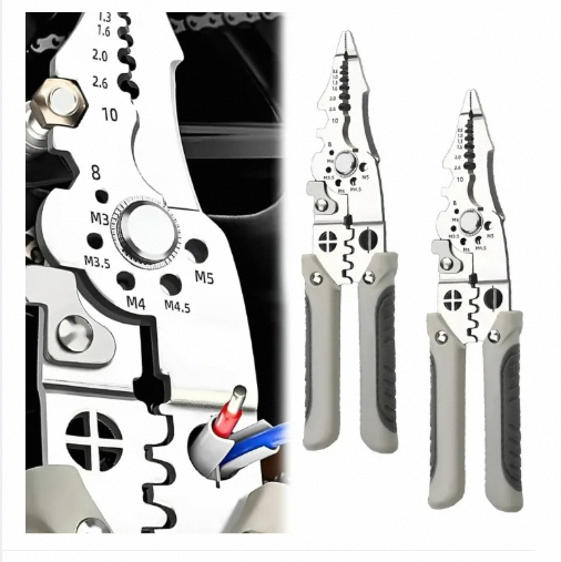 Picture of Multifunctional Wire Stripper Crimper Cable Cutter Pliers, Stainless Steel Wire Stripper, Multi-Purpose Professional Wire Stripping Tool-Multicolor