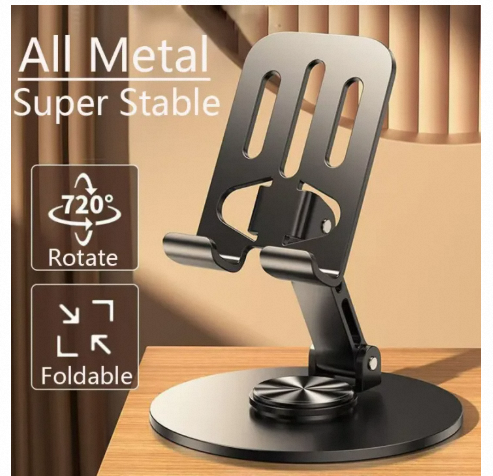 Picture of (High Quality) Full Metal 360 Degree Rotating Stress-Relieving Phone and Tablet Universal Stand - Desktop Phone Holder Aluminum Alloy Universal 720° Rotation Tablet Support Adjustable Stand Mount For Mobile Phone Holder Stand-Multicolour