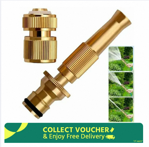 Picture of Brass Water Spray Nozzle Suitable for 1/2\" Hose Pipe Adjustable Brass Spray Nozzle Water Pressure Booster Brass Nozzle Water Spray Gun for Car Wash & Gardening Water Pressure Nozzle-Multicolor