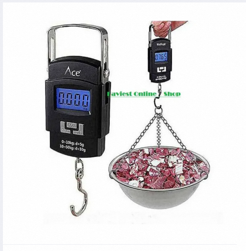 Picture of Sharp Choice Heavy Duty Portable Digital Hook Weighing Scale | 10kg-50kg Capacity | LCD Display | Temperature Scale | Ideal for Home, Kitchen & Travel-Black