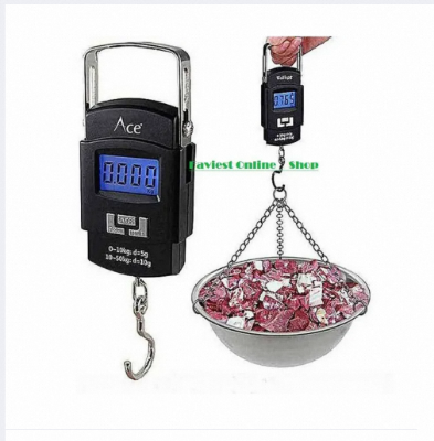 Picture of Sharp Choice Heavy Duty Portable Digital Hook Weighing Scale | 10kg-50kg Capacity | LCD Display | Temperature Scale | Ideal for Home, Kitchen & Travel-Black