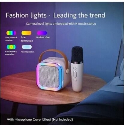 Picture of K12 Kids Karaoke Microphone Speaker Machine | Bluetooth-Compatible Wireless Karaoke Mic with RGB LED Lights & Built-In Speaker -Multicolor (SINGLE MOUTH SPEAKER)-Multicolor