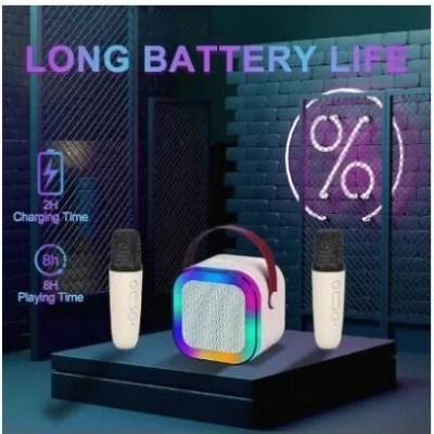 Picture of K12 Kids Karaoke Microphone Speaker Machine | Bluetooth-Compatible Wireless Karaoke Mic with RGB LED Lights & Built-In Speaker -Multicolor (SINGLE MOUTH SPEAKER)-Multicolor