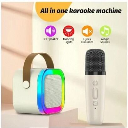 Picture of K12 Kids Karaoke Microphone Speaker Machine | Bluetooth-Compatible Wireless Karaoke Mic with RGB LED Lights & Built-In Speaker -Multicolor (SINGLE MOUTH SPEAKER)-Multicolor