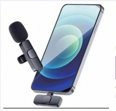 Picture of K8 Wireless Microphone for Type C with 2.4GHz Transmission, 10-Hour Battery, Noise Reduction, and 10m Range-Black