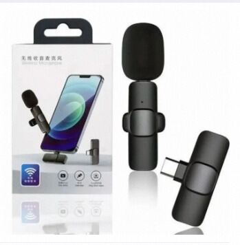 Picture of K8 Wireless Microphone for Type C with 2.4GHz Transmission, 10-Hour Battery, Noise Reduction, and 10m Range-Black