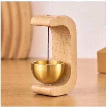 Picture of Doorbell with Brass Bell, Japanese Style Musical Door Chime, Wood and Brass-Multicolor