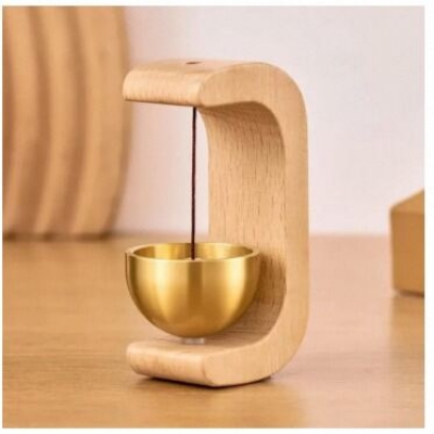 Picture of Doorbell with Brass Bell, Japanese Style Musical Door Chime, Wood and Brass-Multicolor