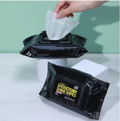 Picture of 80pcs/bag Shoe Shine Artifact Cleaning Tool Disposable Shoe Cleaning Wipes Travel Portable Dirt Removal Wipes Creek-Black