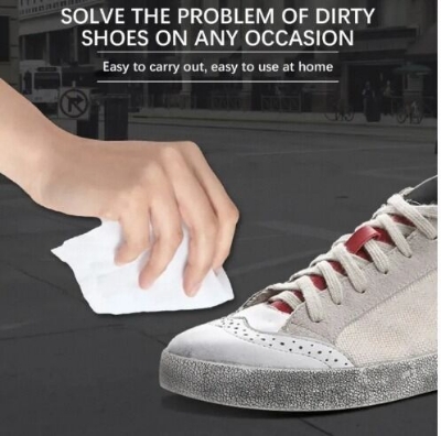 Picture of 80pcs/bag Shoe Shine Artifact Cleaning Tool Disposable Shoe Cleaning Wipes Travel Portable Dirt Removal Wipes Creek-Black