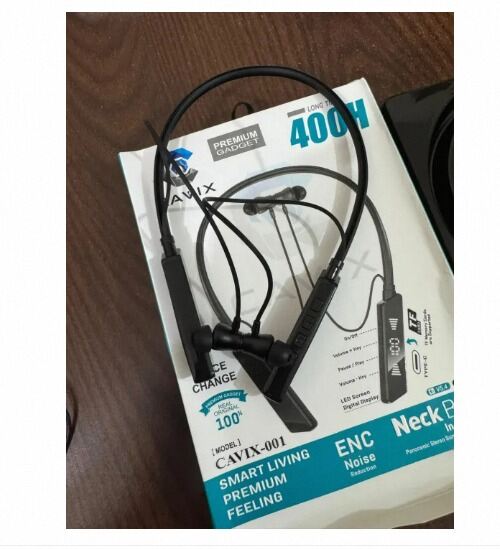 Picture of CAVIX 001 Neckband Bluetooth Earphone | 400 Hours Music Time | 5 Voice Change | Magnetic ON/OFF | Bluetooth 5.4 | Memory card supported Sports Wireless Neckband with Mic-Multicolor