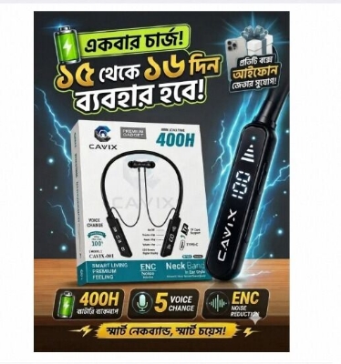 Picture of CAVIX 001 Neckband Bluetooth Earphone | 400 Hours Music Time | 5 Voice Change | Magnetic ON/OFF | Bluetooth 5.4 | Memory card supported Sports Wireless Neckband with Mic-Multicolor