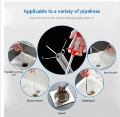 Picture of 60cm Spring Pipe Dredging Tools, Drain Snake, Drain Cleaner Sticks Clog Remover Cleaning Household for KitchenBending sink tool-Multicolor