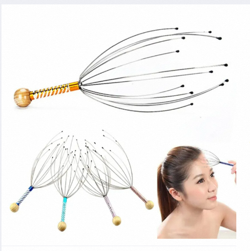 Picture of Stainless Steel Octopus Scalp Hair Stimulator Stress Relief Relax Head Massager - SILVER - Body Massager-Multicolor