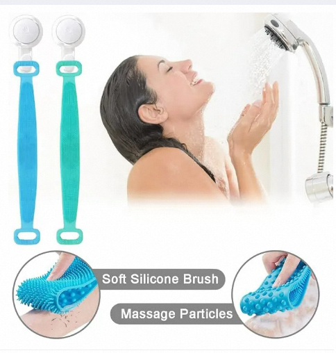 Picture of Silicone Body Scrubber 90cm Extended, Silicone Body Brush, Silicone Back Scrubber Shower Brush Cellulite Massager, Bath Wash Brush Exfoliating Scrub, Soft Bath Brush for Women Men-Multicolor