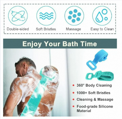 Picture of Silicone Body Scrubber 90cm Extended, Silicone Body Brush, Silicone Back Scrubber Shower Brush Cellulite Massager, Bath Wash Brush Exfoliating Scrub, Soft Bath Brush for Women Men-Multicolor