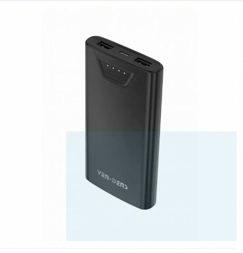 Picture of VEN-DENS 10000mAh Power Bank VD-PB041 Fast Charging Portable Charger | Dual USB Output | LED Indicator | Smart Protection | Slim & Lightweight Powerbank for Android, iPhone & All Devices-Black