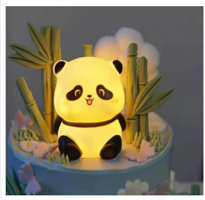Picture of Panda LED Night Light Living Room Cute Panda Plastic Lamp Bedside Decor Creative Kids Night Light Birthday Gift Cake Décor-Multicolor