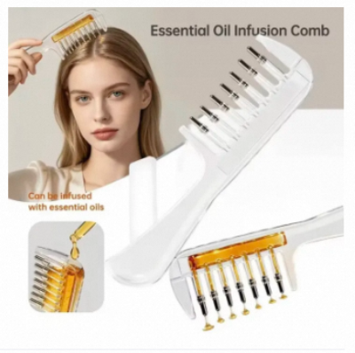 Picture of Transparent Refillable Essential Oil Hair Comb Scalp Care Applicator Brush Oil Distribution Comb Home Hair Beauty Styling Tool