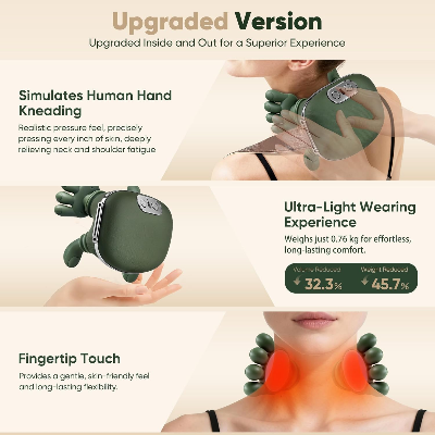 Picture of Neck Massager with Heat, Cordless Human-Like Massage, Green