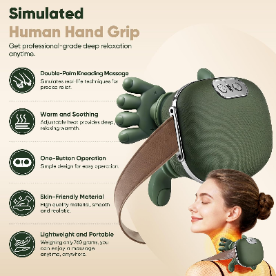 Picture of Neck Massager with Heat, Cordless Human-Like Massage, Green